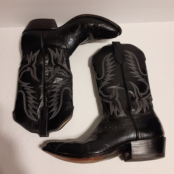 Rios Of Mercedes Men's Black Leather Western Cowboy Boots 4105 Size 10.5 D - Picture 4 of 10